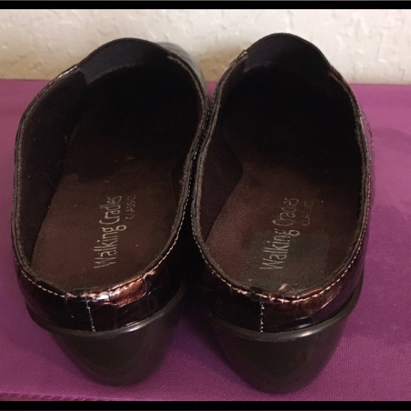 Cradles Classic Women’s Walking Leather Mules 7.5 N Brown Crocodile  1” Heel - Picture 7 of 8